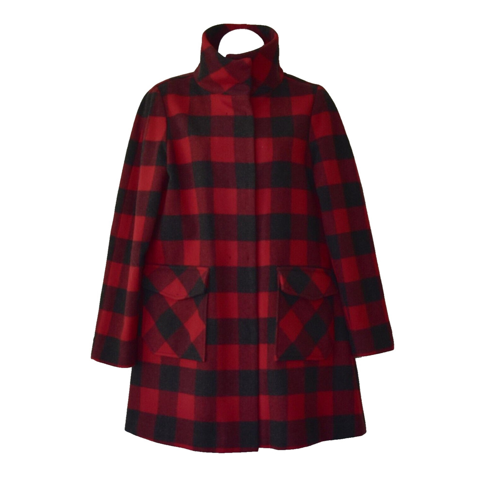 B5 NWT WOOLRICH Wmns Red/Black Buffalo Plaid Wool Parka Coat Jacket Size XS
